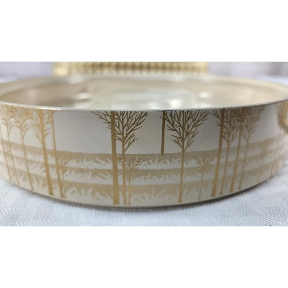 VTG MCM Otagiri Japan Golden Mist Laquerware  Trinket/Candy/Relish W/ Sections